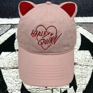 Harley Quinn Hat BOP Birds of Prey Pink Cat Ear Hat Adult Strap Back Cap